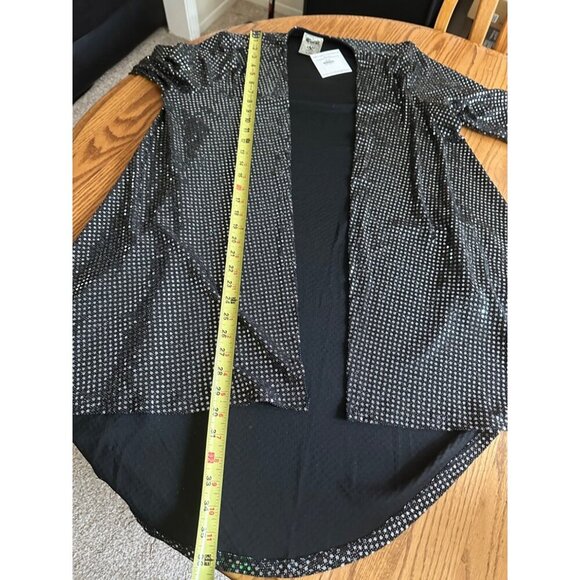 Vocal Black & Silver Sequin Long Sleeve Sparkling Open Front Cardigan Small - Picture 6 of 8